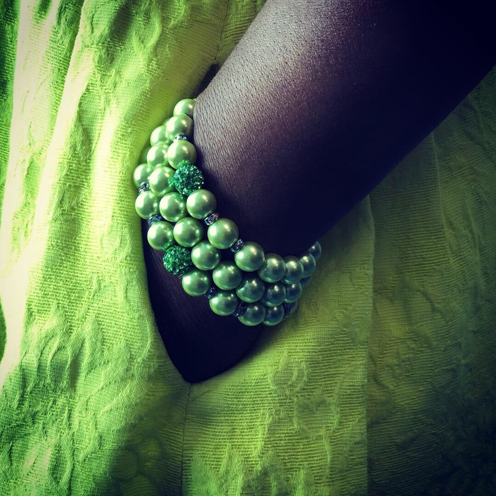 Green Beaded Bracelet - Set of 3